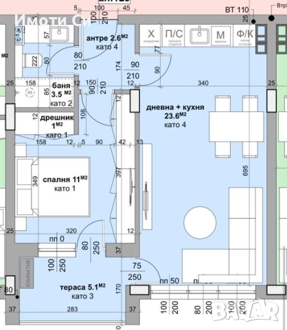 Двустаен апартамент, снимка 4 - Апартаменти - 52525222