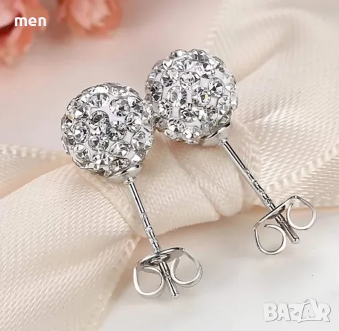 Сребърни обеци 4 цвята, снимка 2 - Обеци - 49336051