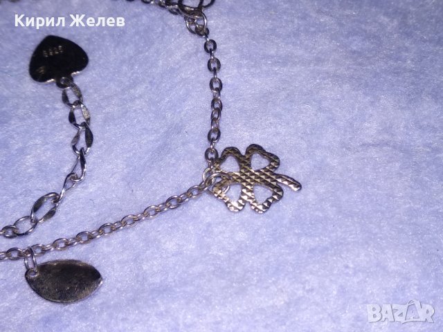 НЕЖНА СРЕБЪРНА ГРИВНА ПОДХОДЯЩА и За ГЛЕЗЕН СРЕБРО S925 със СРЕБЪРНИ АРТ ВИСУЛКИ 38745, снимка 12 - Гривни - 41741236