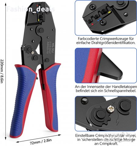 Нов Комплект кабелни накрайници за кримпване Клещи за пресоване Инструменти, снимка 3 - Клещи - 38867740