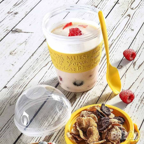 3745 Чаша за мюсли с лъжичка, BPA FREE, 600 ml, снимка 3 - Кутии за храна - 53764142