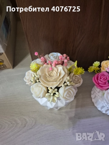 Керамични кашпи с ароматни сапунени цветя , снимка 2 - Декорация за дома - 52082580