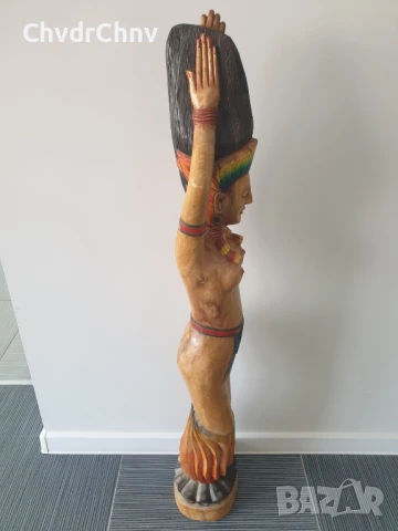 128см-10кг ръчна дърворезба/еротика/голяма стара дървена скулптура/гола жена на клада, снимка 2 - Антикварни и старинни предмети - 51300897