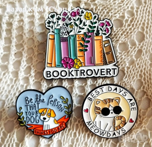 Брошки, пинчета с котки, кучета, коне, цветя, лисици, снимка 12 - Други - 35422972