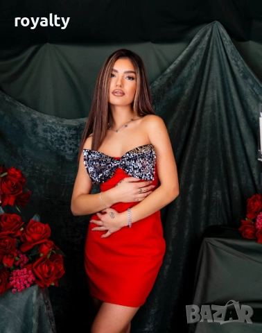 Луксозна Червена Дамска Рокля , снимка 2 - Рокли - 52884658