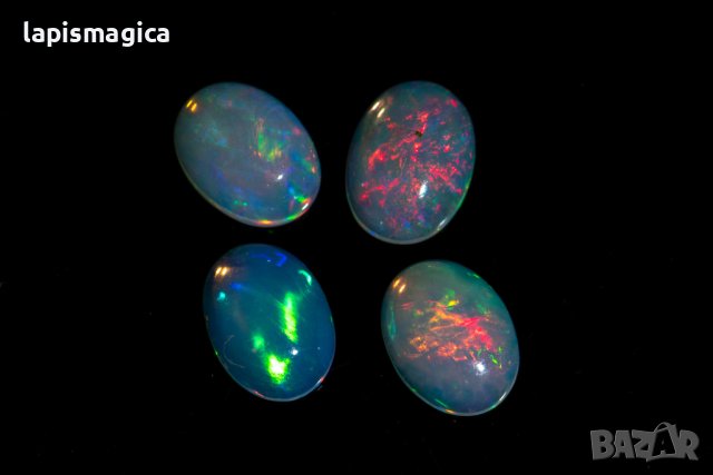 4 броя етиопски опал 3.30ct 8x6mm овални кабошони, снимка 2 - Други - 42733564