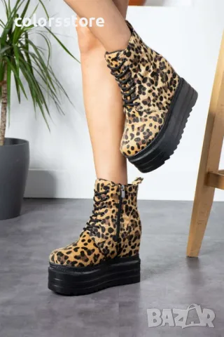 Боти на платформа - леопардов принт - BML88, снимка 2 - Дамски боти - 47624092