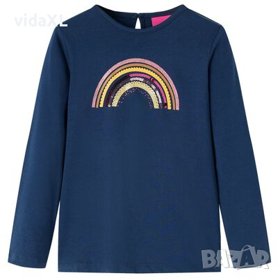 Детска тениска с дълъг ръкав, нейви синьо, 140（SKU:14288, снимка 1 - Детски тениски и потници - 44823347