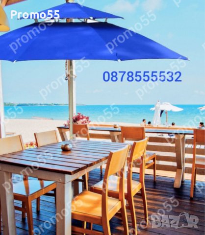 Градински Чадър Двоен Покрив за Стабилност при Вятър 220см.Чадър Плаж, снимка 4 - Градински мебели, декорация  - 41419359