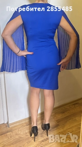 Синя рокля еластична, снимка 3 - Рокли - 52096863