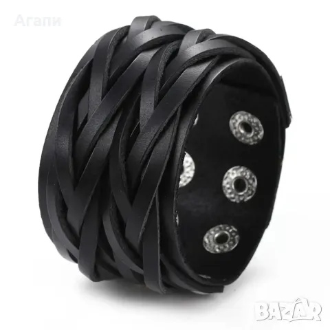 Мъжка кожена гривна внос от чужбина нова 