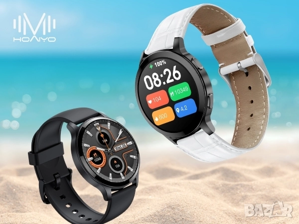 Смарт часовник с 1.5" HD дисплей, Bluetooth разговори, кожена каишка и IP68 защита, снимка 5 - Смарт гривни - 52573860