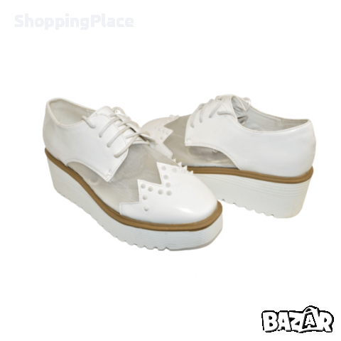 Дамски ежедневни обувки на платформа бяло, снимка 2 - Дамски ежедневни обувки - 44367188