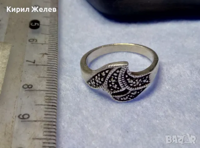 СКЪПЕЦЕНЕН МАРКАЗИТЕН СРЕБЪРЕН ПРЪСТЕН СРЕБРО 925 РЪЧНА ЮВЕЛИРНА ИЗРАБОТКА 47959, снимка 3 - Пръстени - 50115972