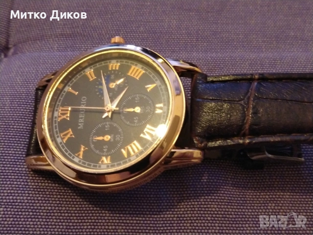Mreurio кварцов часовник нов с каишка естествена кожа, снимка 2 - Мъжки - 53322841