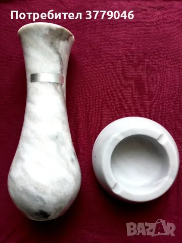 Мраморна ваза с пепелник , снимка 3 - Антикварни и старинни предмети - 49517489
