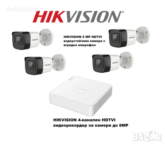 TURBO-HD HIKVISION 5мр Комплект - DVR + 4 камери с вграден микрофон