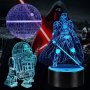 Star Wars 3D лампа с 3 плаки, 16 цвята, дистанционно, снимка 1 - Лед осветление - 41762087