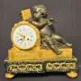 Франция 1800-те/50см-30кг комплект/стар френски фигурален каминен часовник-свещници/мрамор-бронз-ЦАМ, снимка 2