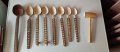 Лот 11 дървени битови лъжици за готвене и дърво.чукче за пържоли и др., снимка 1
