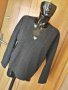 Тъмно сива блуза плетиво с V-образно деколте Л/ХЛ, снимка 1 - Блузи с дълъг ръкав и пуловери - 34279518