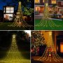 Waterfall Коледни струнни светлини с 317 LED звезда Висящи светлини за светлинни феи за завеси за па, снимка 6