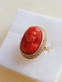 Дамски златен пръстен 14к с инкрустирана коралова камея, снимка 3