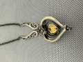 Сребърно колие с гранат и позлата - Ар Деко. №7774, снимка 11