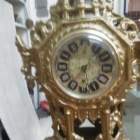 Старинен бароков месингов германски механичен часовник, снимка 2 - Антикварни и старинни предмети - 35898843