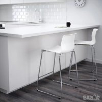 Стилен бар стол Ikea GLENN бял/хром НОВИ , снимка 3 - Столове - 39644179