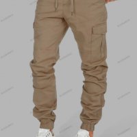 Мъжки едноцветни карго панталони с шнурове, 3цвята - 023, снимка 5 - Панталони - 39449420