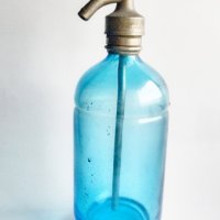 Винтидж син сифон за вода, френски, декоративно стъкло 1932 г., снимка 5 - Антикварни и старинни предмети - 39146116