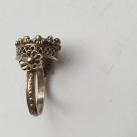 Стар филигранен сребърен пръстен, снимка 5 - Антикварни и старинни предмети - 42702371