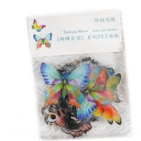 20 бр цветни пеперуди самозалепващи лепенки стикери декор ръчна изработка украса, снимка 3 - Други - 39695125