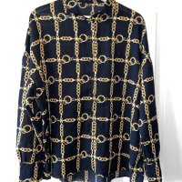 Нова черна елегантна риза златни синджири барок бароков стил, снимка 1 - Ризи - 42638352