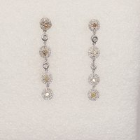 Златни висящи обеци 18К с диаманти , снимка 2 - Обеци - 39045916