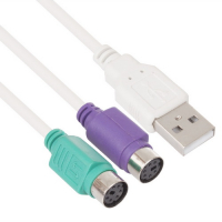 Преходник USB M / 2хPS2 F , 20 см, за мишка и клавиатура с PS/2 порт, снимка 1 - Кабели и адаптери - 36117085