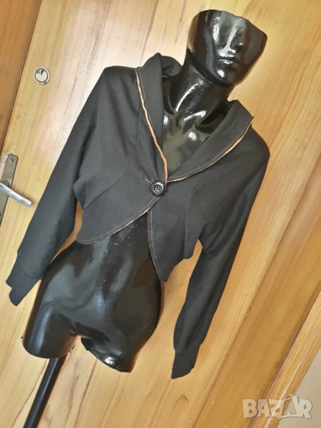 Черно късо болеро тип сако с едно копче С, снимка 1