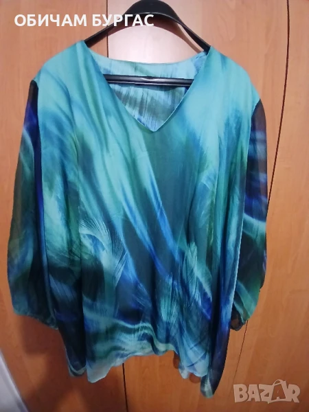 НОВА КРАСИВА ТУНИКА ОТ ФИН ШИФОН В МОРСКИ ЦВЕТОВЕ С ПОТНИЧЕ, снимка 1