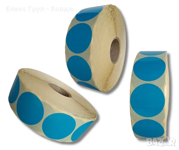 Самозалепващи етикети окръжност ф40мм тониран син ролка 3000 бр, снимка 1
