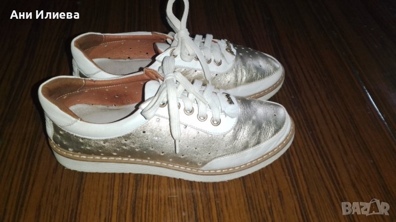Златни/ златисти спортни обувки естествена кожа , снимка 1