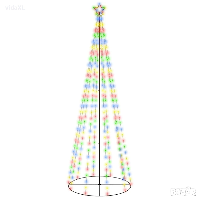 vidaXL Конусовидна елха, многоцветна, 310 LED, 100x300 см(SKU:343493), снимка 1