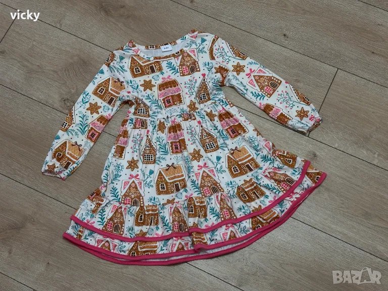 Приказна детска зимна рокля с невероятен принт, снимка 1