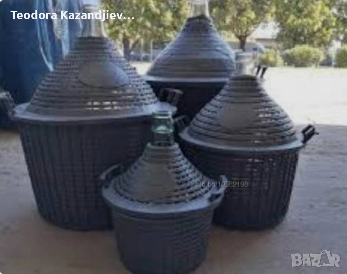 ❗Нови стъклени дамаджани в кош с дръжки , снимка 1