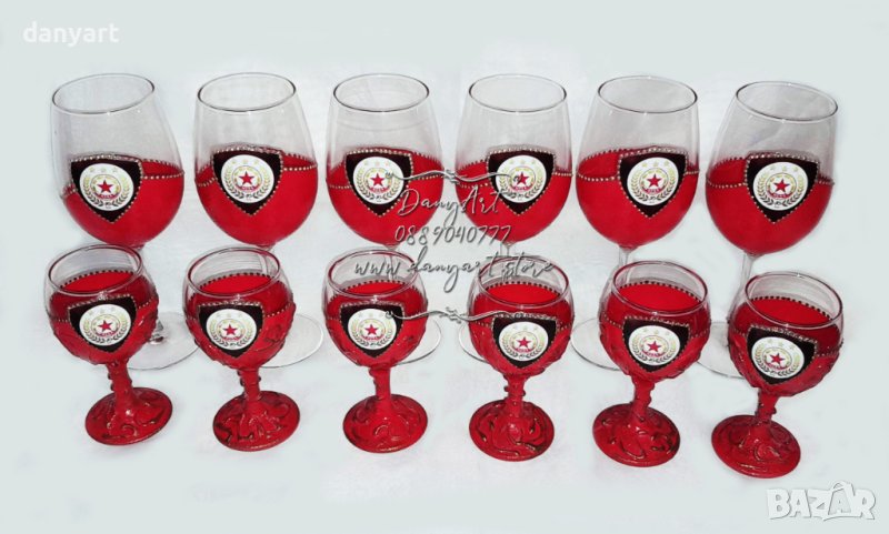 Комплект чаши за вино и аперитив ЦСКА, снимка 1
