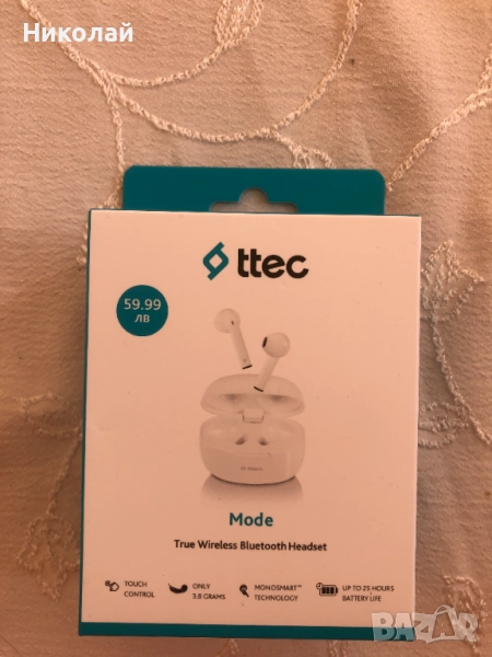Bluetooth слушалки ttec Mode – бели, неразпечатани, снимка 1