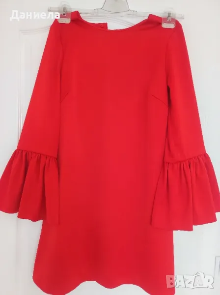 Елегантна плътна рокля,червена, снимка 1