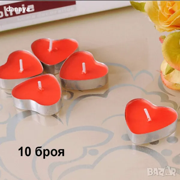 5873 Чаени свещички Сърца, 10 броя, снимка 1