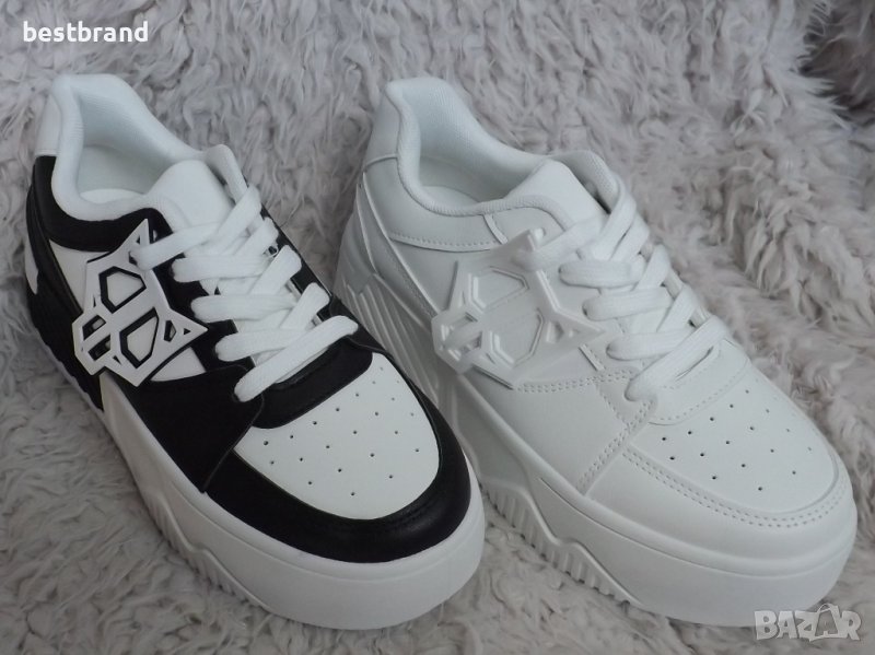 Маратонки, еко кожа, бели, код 367/40, снимка 1