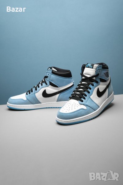 Чисто Нови Оригинални Обувки Nike Air Jordan 1 High Retro University Blue Heritage 43 Размер Номер, снимка 1